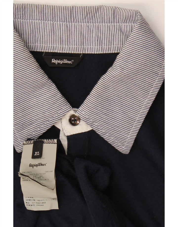REFRIGIWEAR Mens Polo Shirt XL Navy Blue Cotton Vintage Refrigiwear and Second-Hand Refrigiwear from Messina Hembry 