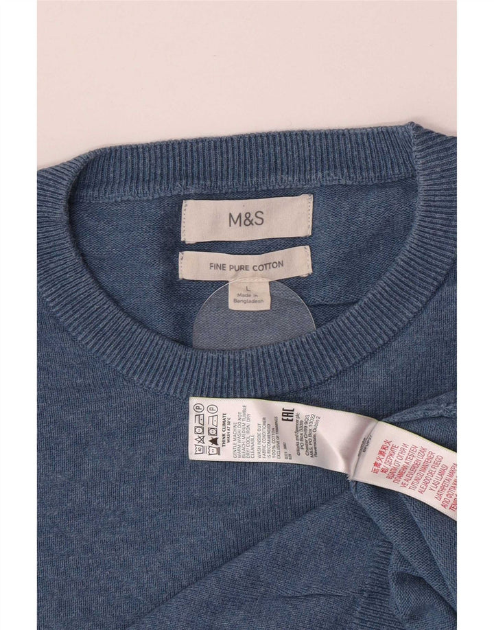 Maglione maglione girocollo da uomo Marks & Spencer grande cotone blu