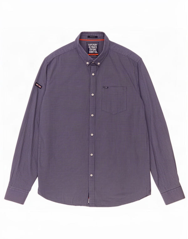 Camicia da uomo Regular Fit Superdry 2XL in cotone a quadri blu