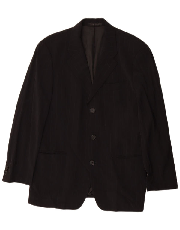 Giacca blazer da uomo a 3 bottoni Emporio Armani IT 48 gessato medio nero