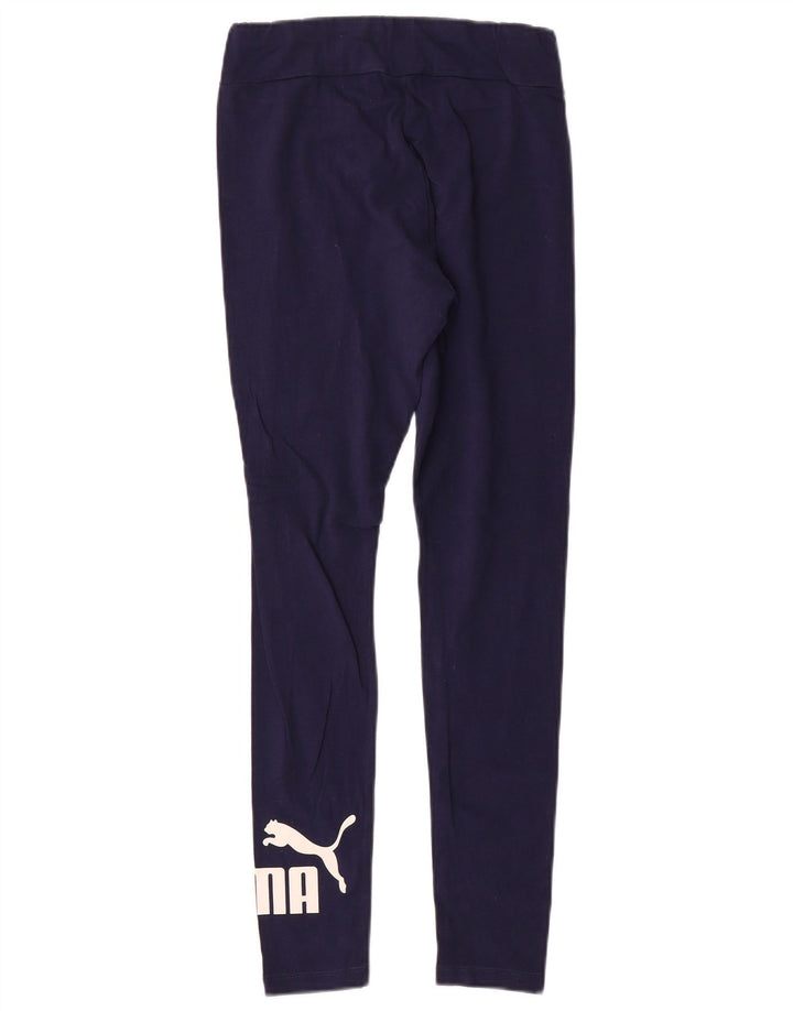 PUMA Womens Graphic Leggings UK 10 Small Navy Blue