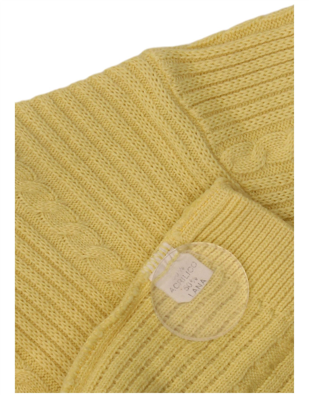 Maglione cardigan da donna VINTAGE UK 16 grande acrilico giallo