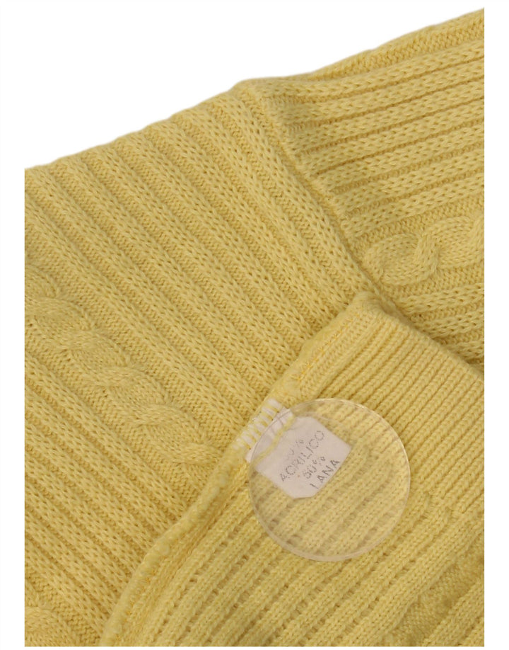 Maglione cardigan da donna VINTAGE UK 16 grande acrilico giallo