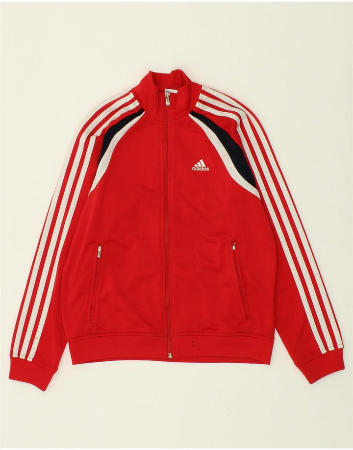ADIDAS Boys Graphic Tracksuit Top Jacket 11-12 Years Red Colourblock Vintage Adidas and Second-Hand Adidas from Messina Hembry 