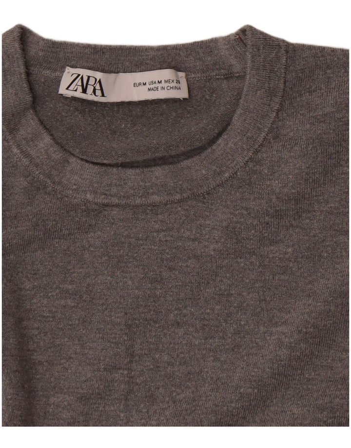 Maglione maglione girocollo da donna Zara UK 12 Grigio medio