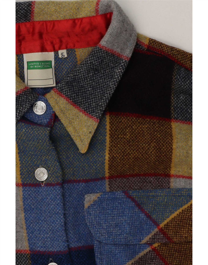 Camicia overshirt da donna Benetton vestibilità ampia IT 46 Large Check multicolore