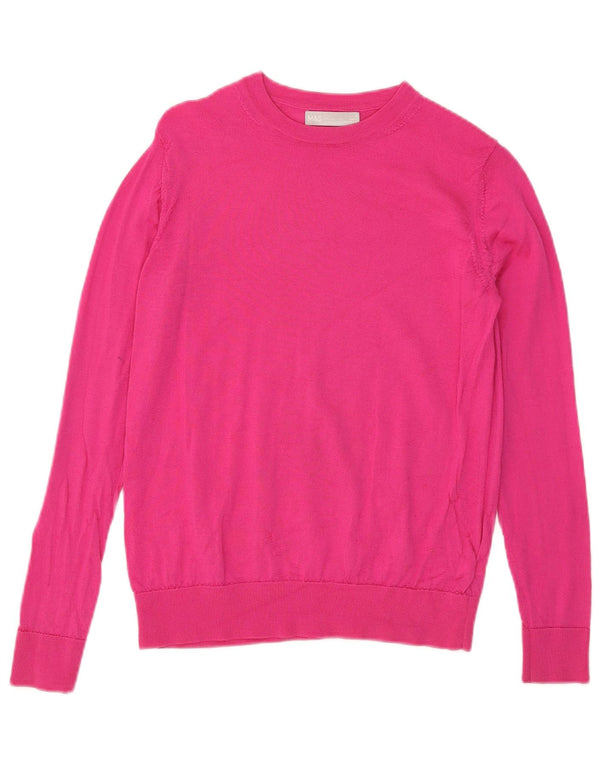 Maglione maglione con scollo a barca da donna Marks & Spencer UK 8 piccolo lana merino rosa