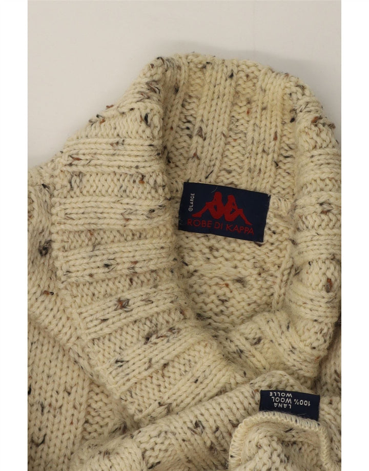 Maglione Kappa da uomo con collo alto e maglione grande in lana screziata bianco sporco