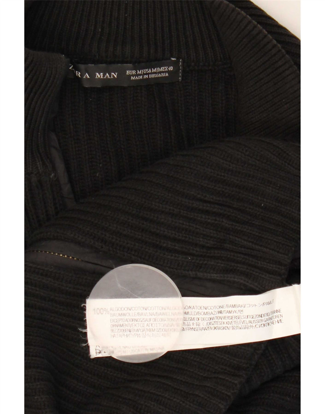 Maglione cardigan da uomo Zara in cotone color block medio nero