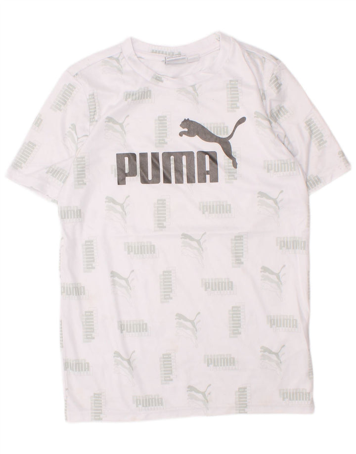 T-shirt grafica Puma da bambino, 7-8 anni, piccola, in poliestere bianco
