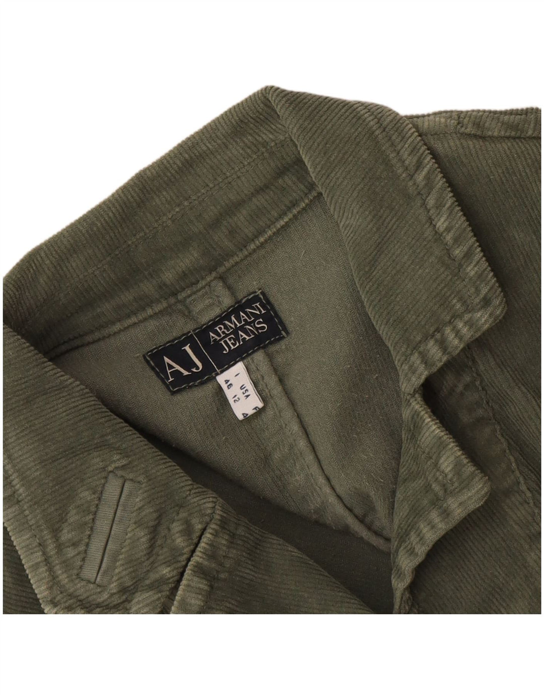 Giacca blazer da donna in velluto a coste a 3 bottoni Armani Jeans, taglia grande, colore cachi