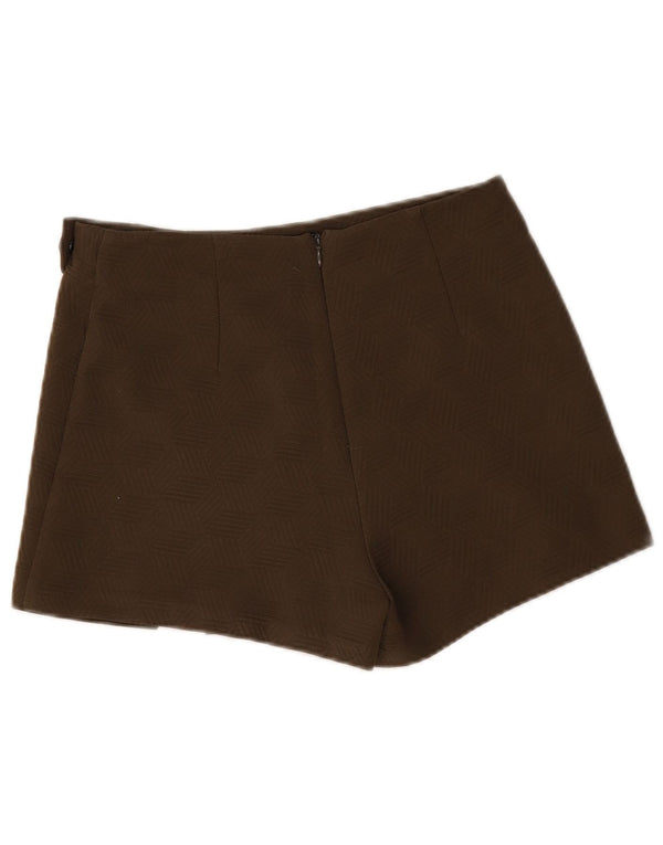 Pantaloni caldi a vita alta da donna Topshop UK 10 piccoli W30 kaki geometrici