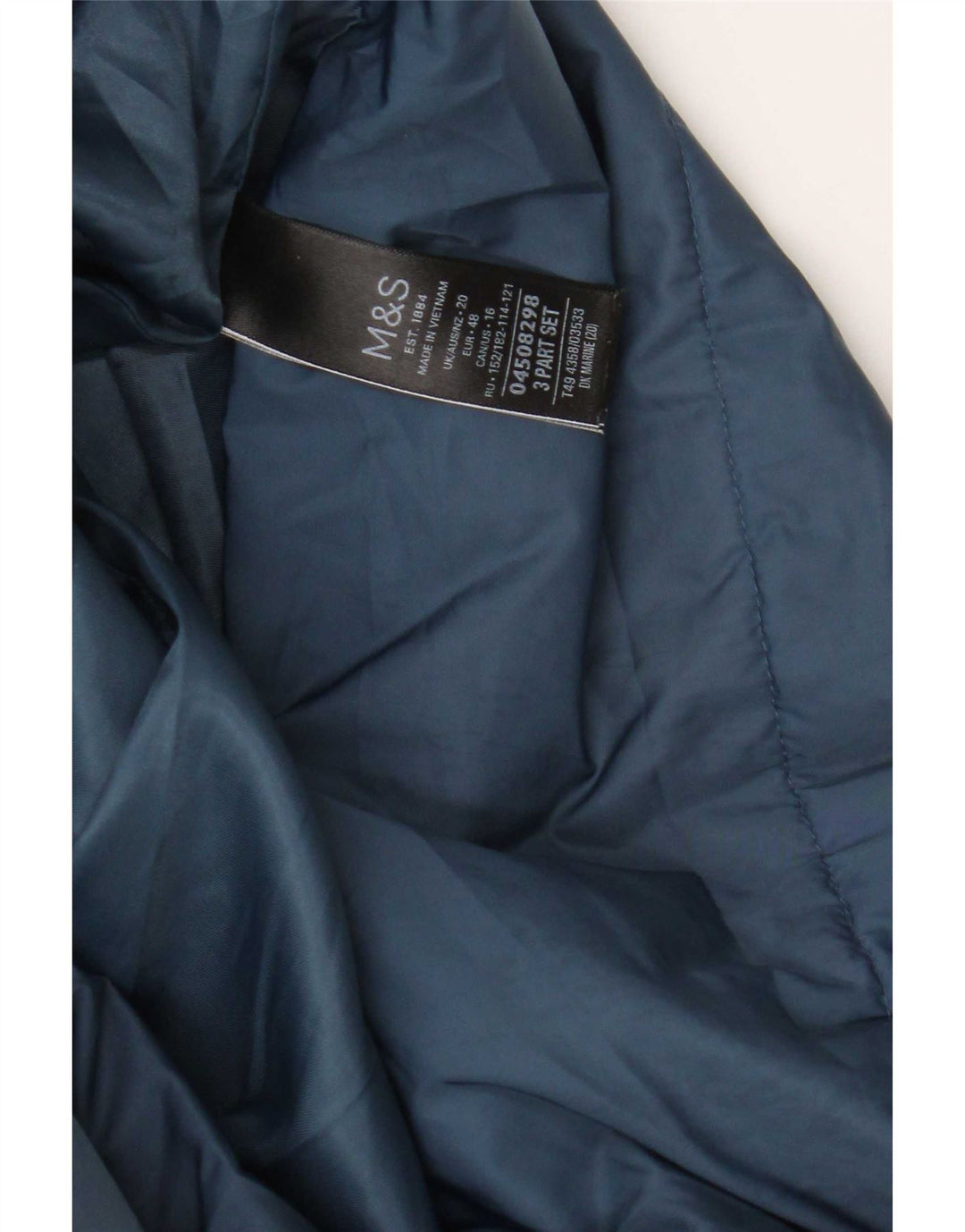 Cappotto imbottito con cappuccio da donna Marks & Spencer UK 20 2XL poliestere blu navy