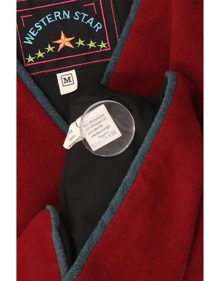 Gilet vintage da uomo medio bordeaux in poliestere