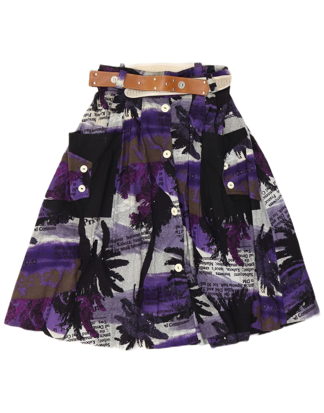 Gonna a trapezio con grafica vintage da donna W26 piccola viola