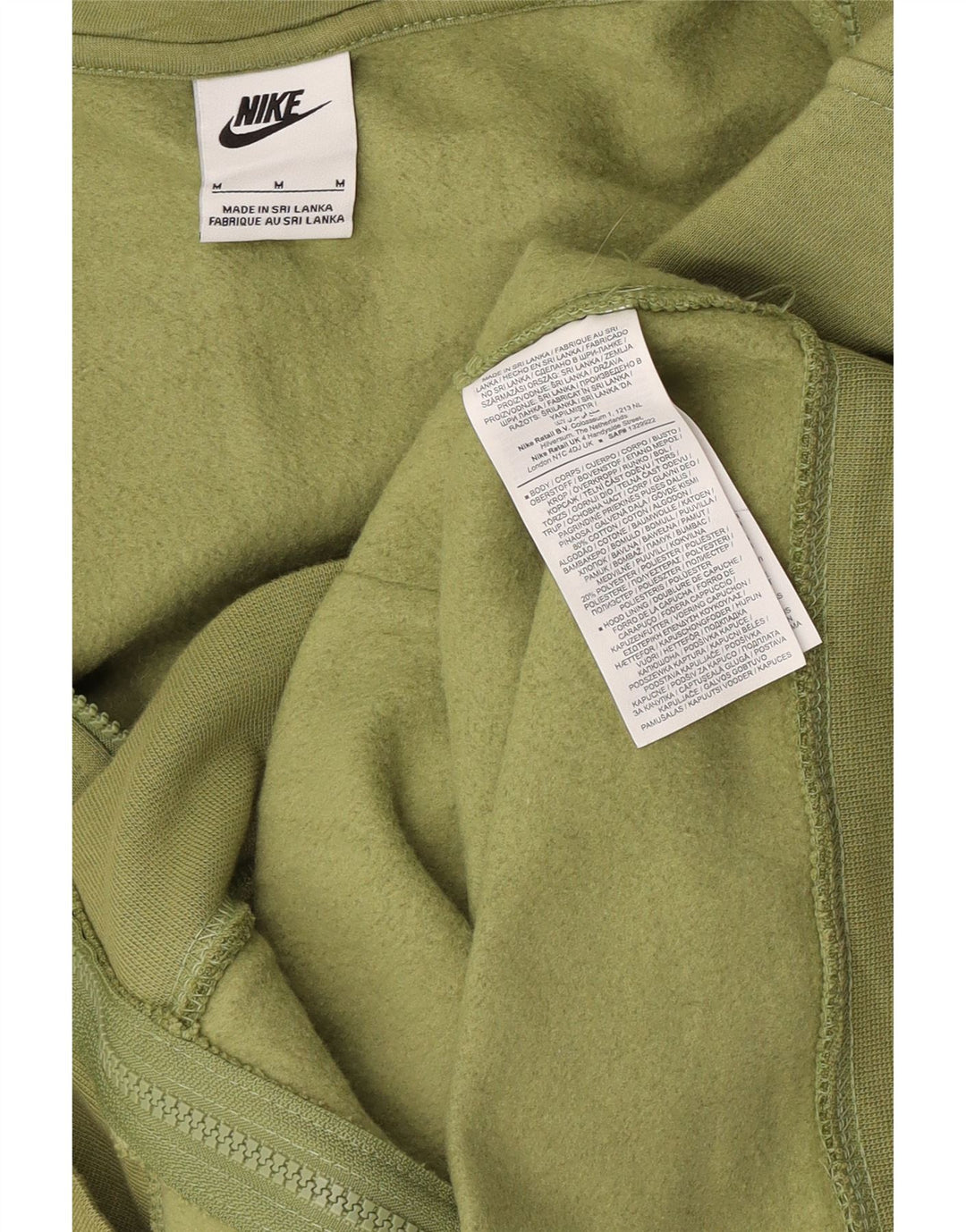 Felpa con cappuccio e zip Nike da uomo in cotone verde medio