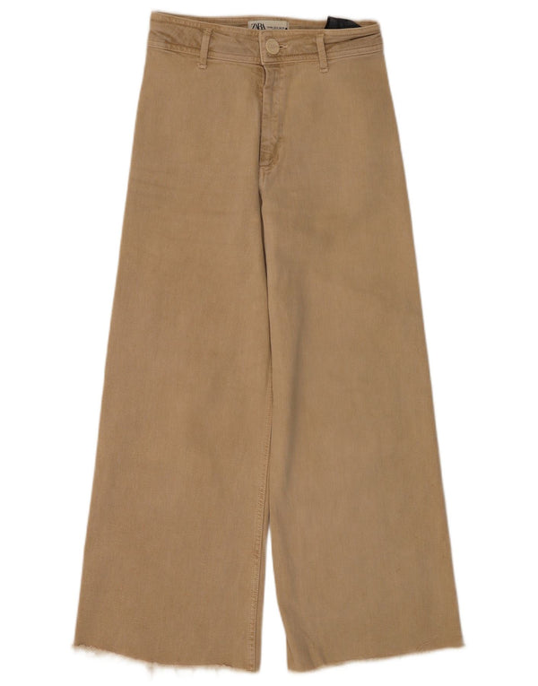 Jeans Zara da donna a gamba larga a vita alta The Marine EU 38 Small W28 L26 Beige