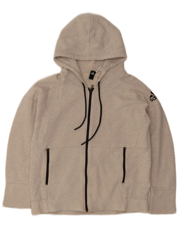 Maglione con cappuccio e zip oversize da donna Adidas UK 14 Cotone grigio medio