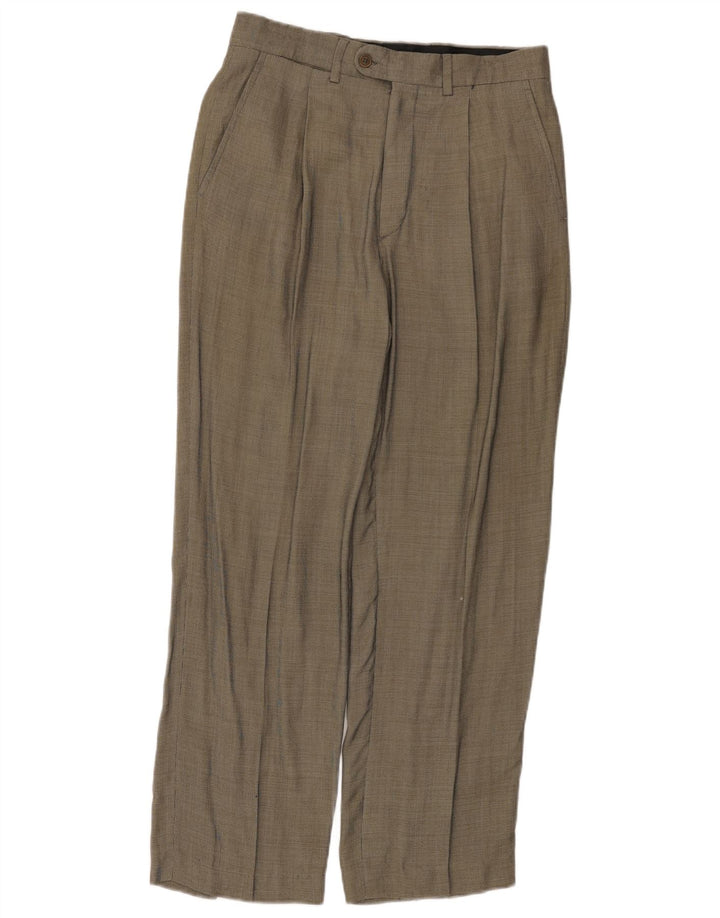 Pantaloni da abito con pegging da uomo Zara EU 40 medi W31 L30 Rayon a quadri grigio