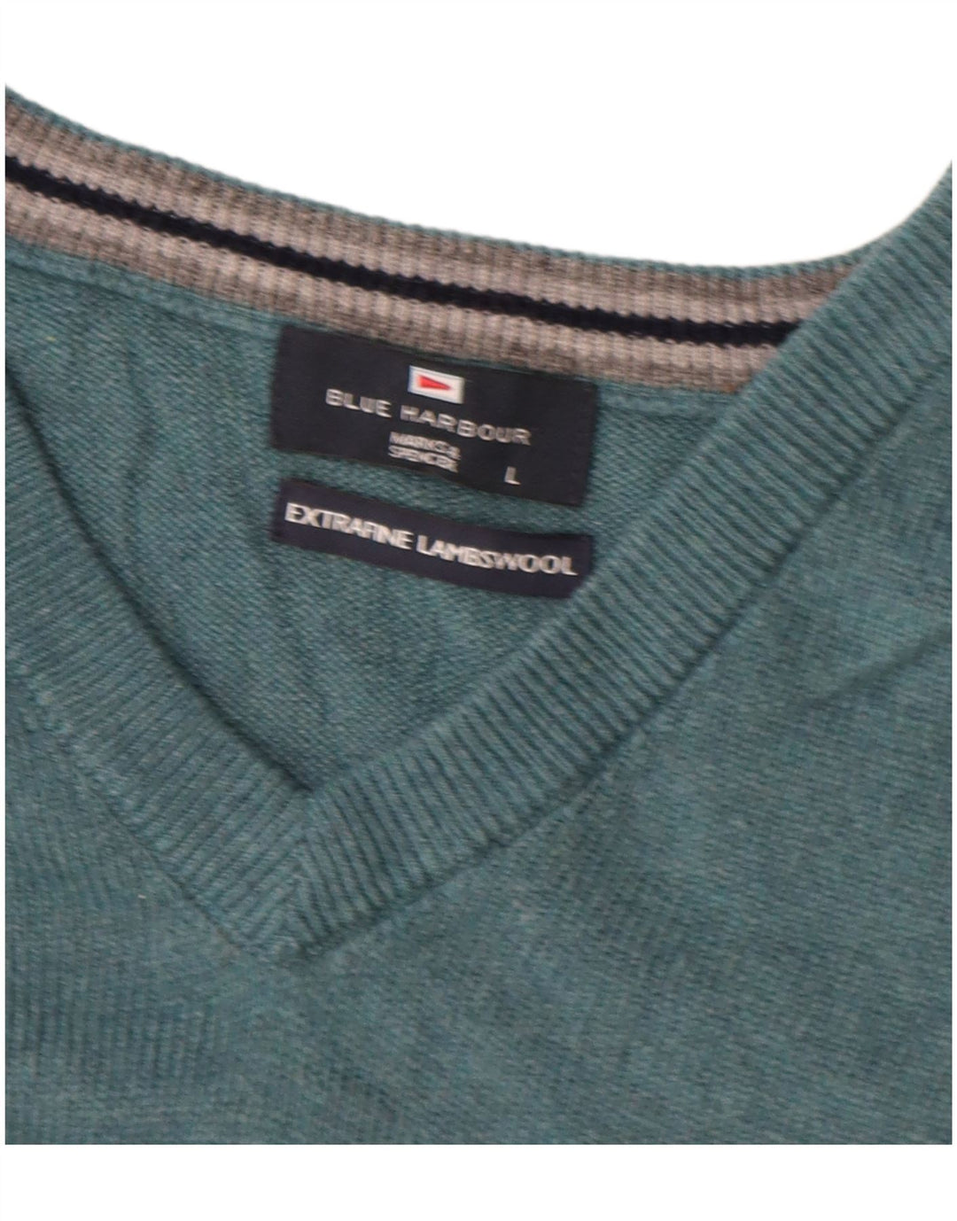 Maglione maglione con scollo a V blu Harbour da uomo Marks & Spencer grande verde