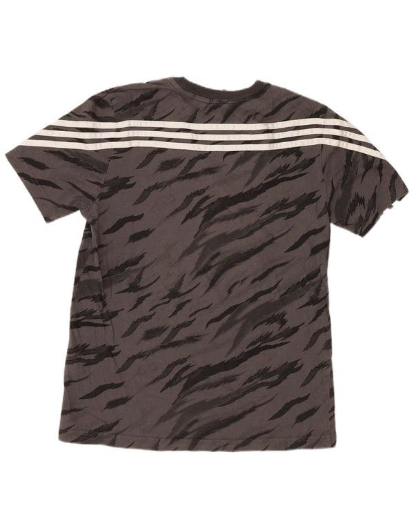 T-shirt Adidas da bambino 13-14 anni in cotone grigio con stampa animalier