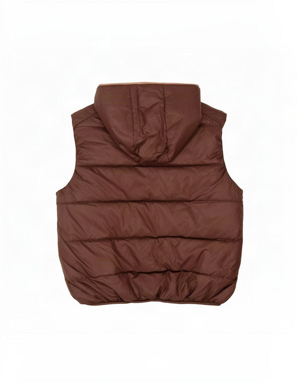 Gilet imbottito con cappuccio Zara per ragazzi 13-14 anni, grande, in poliestere marrone