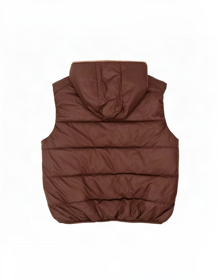 Gilet imbottito con cappuccio Zara per ragazzi 13-14 anni, grande, in poliestere marrone