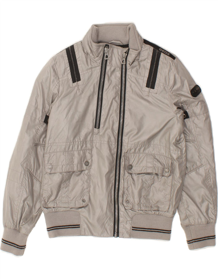 GEOX Boys Hooded Bomber Jacket 5-6 Years Grey Polyester Vintage Geox and Second-Hand Geox from Messina Hembry 