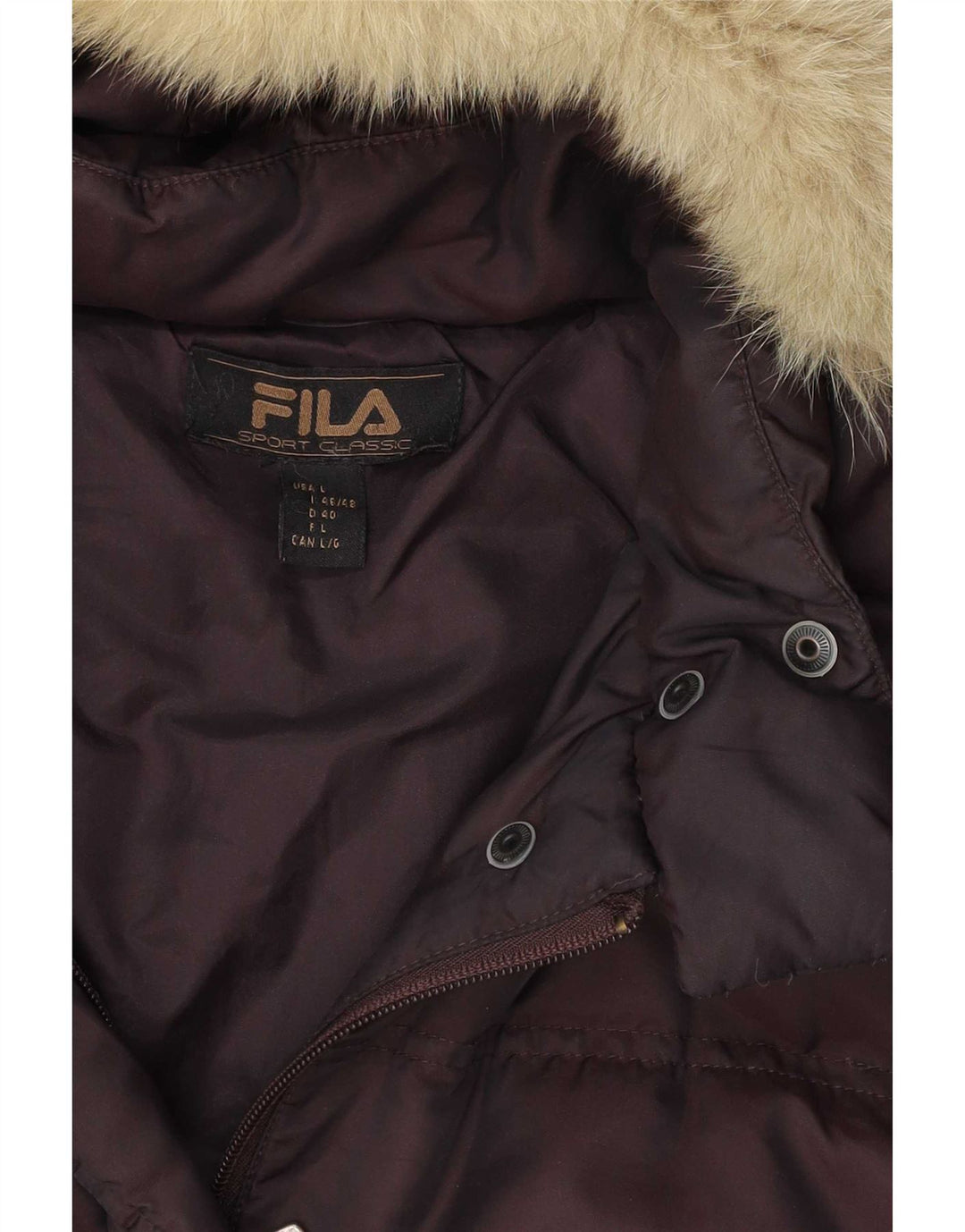 Giacca imbottita con cappuccio Fila Donna IT 46/48 Large Marrone Poliammide
