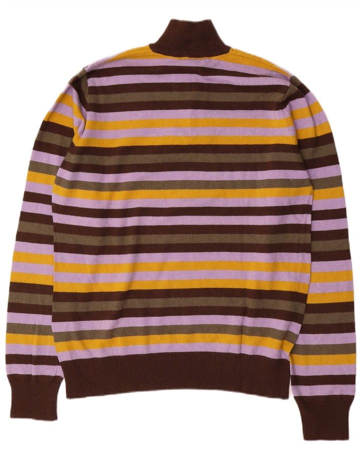 Sergio Tacchini Maglione da uomo con zip e collo a righe grandi multicolori