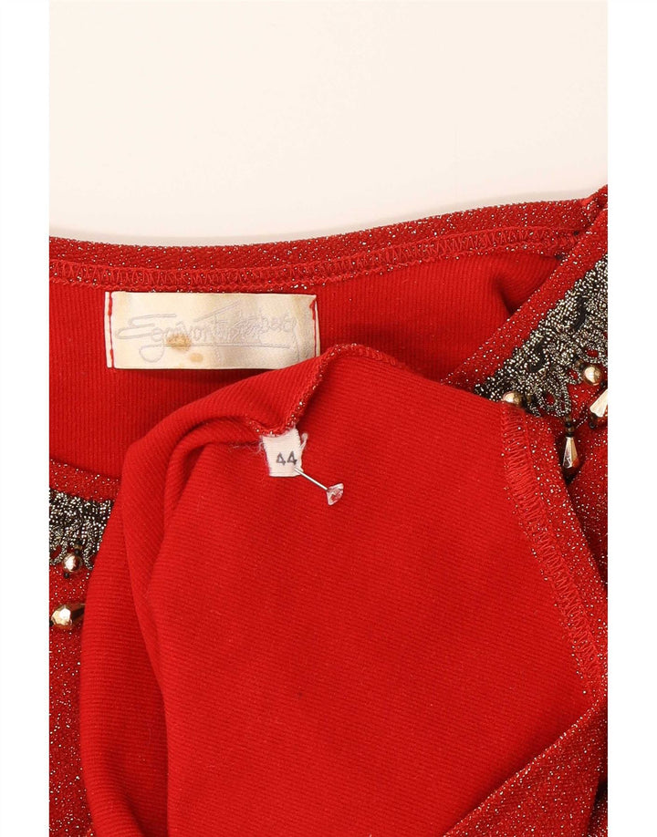 Body vintage da donna a maniche lunghe IT 44 rosso medio