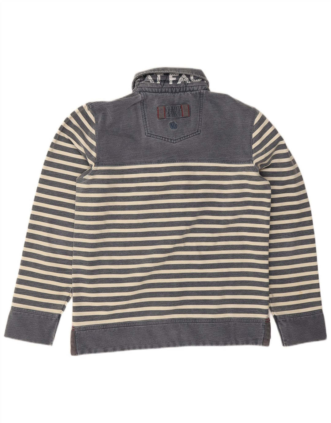 Felpa da uomo con collo alto Fat Face, maglione piccolo in cotone a righe blu