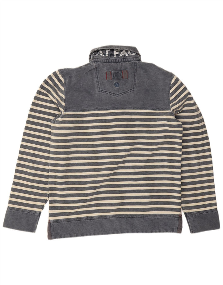 Felpa da uomo con collo alto Fat Face, maglione piccolo in cotone a righe blu