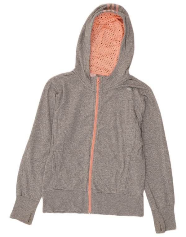 Felpa con cappuccio e zip per ragazze Adidas 14-15 anni in cotone grigio