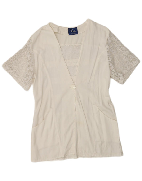 Giacca blazer da donna a maniche corte a 1 bottone Paola UK 12 Medium White Floral