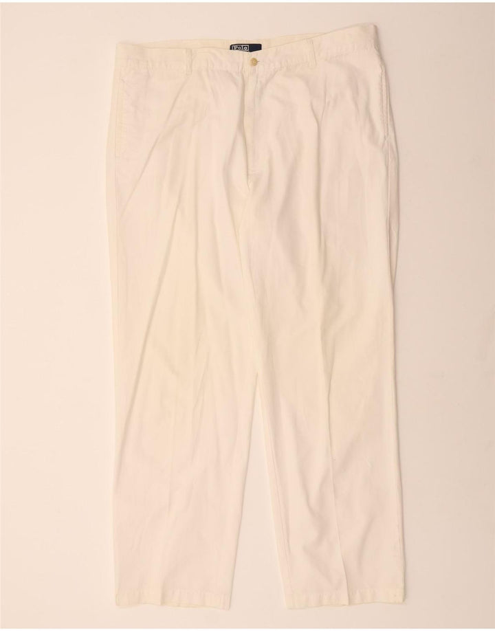 POLO RALPH LAUREN Pantaloni chino dritti da uomo W42 L34 Cotone bianco