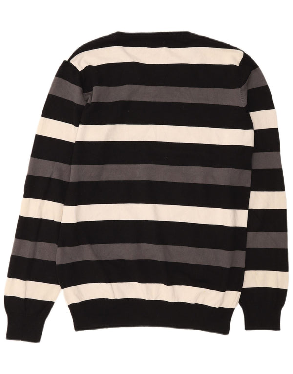 Jack & Jones Maglione da uomo con scollo a V a righe nere medie