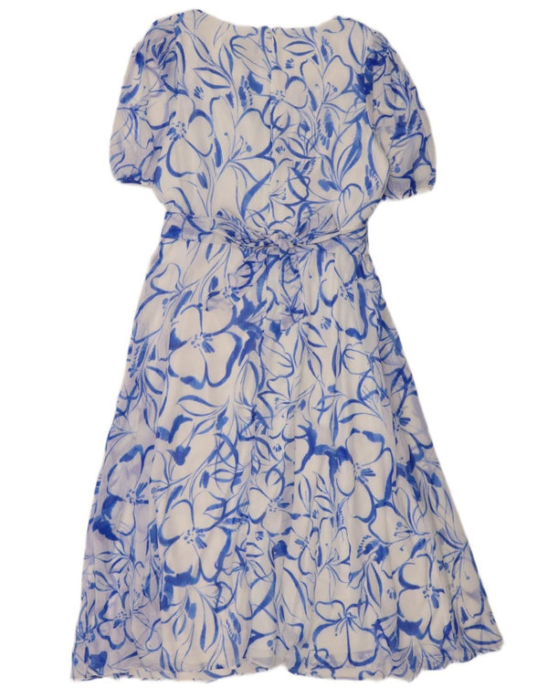 DKNY Womens A-Line Dress EU 46 XL Blue Floral Polyester
