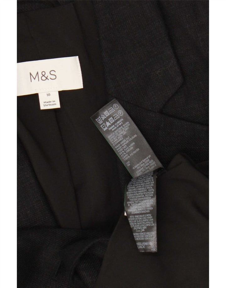 Giacca blazer a 1 bottone da donna Marks & Spencer UK 10 piccola in lino nero