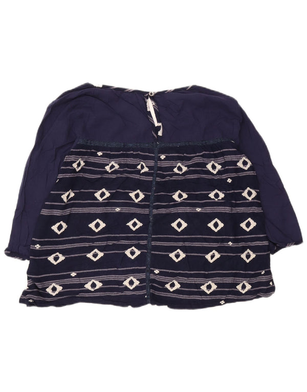 Roxy Camicetta da donna con maniche a 3/4 Top UK 12 Viscosa geometrica blu navy medio