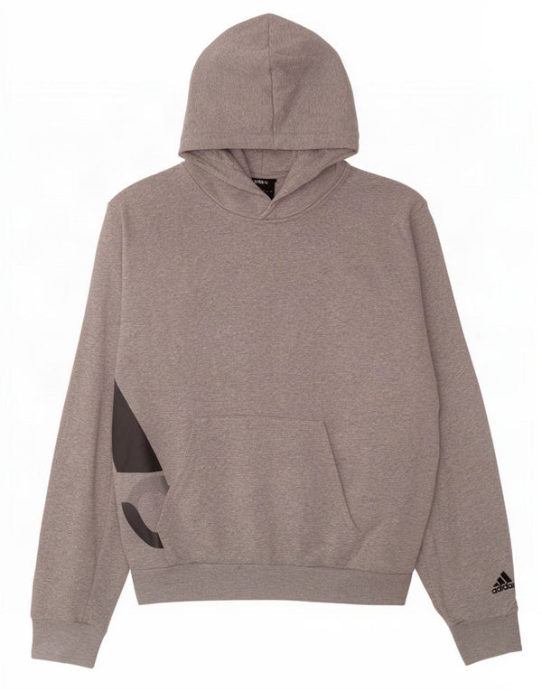 Maglione con cappuccio grafico da uomo Adidas grande in cotone chiazzato grigio