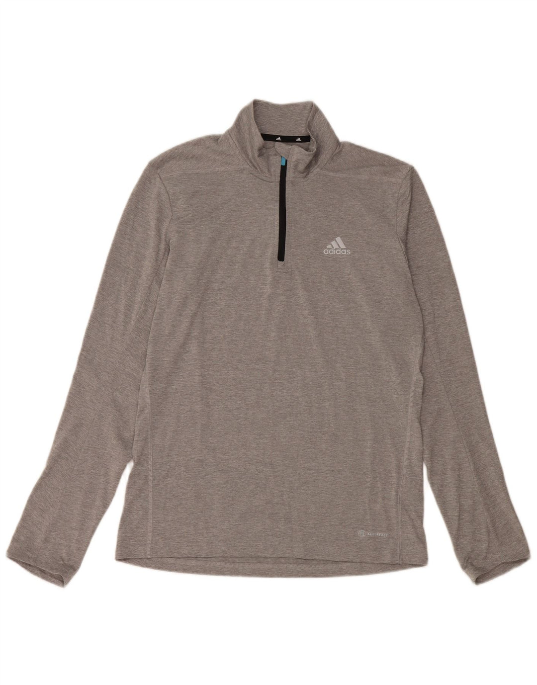 Adidas Uomo Aeroready Zip Collo Top Manica Lunga Piccolo Poliestere Grigio