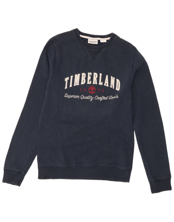 Felpa Timberland da uomo con grafica slim fit, piccola, in cotone blu navy