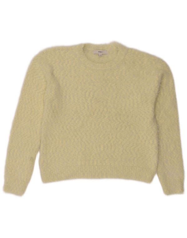 Maglione maglione girocollo da donna Marks & Spencer UK 12 medio giallo screziato