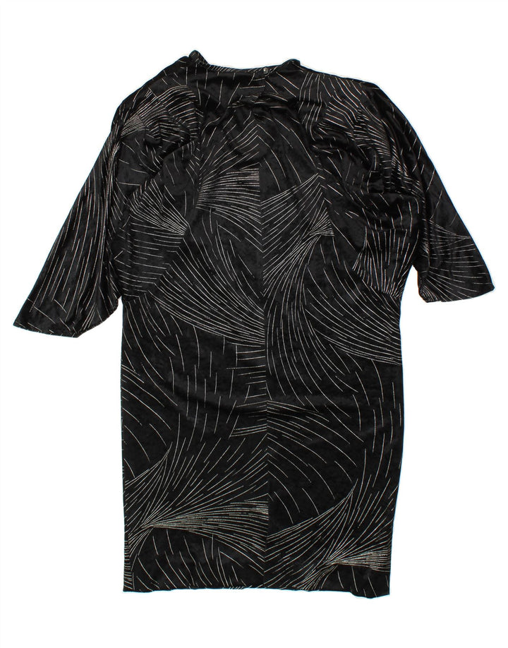 VINTAGE Womens 1/2 Sleeve Basic Dress UK 16 Large Black Striped Vintage Vintage and Second-Hand Vintage from Messina Hembry 