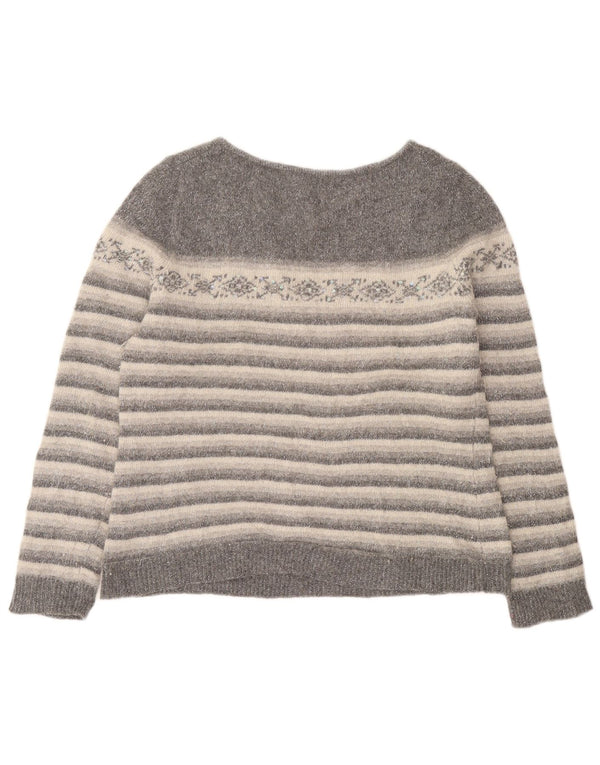 Maglione da donna con scollo a barca Phase Eight UK 14 a righe grandi grigie