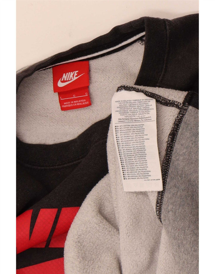 Felpa grafica Nike da uomo, maglione grande, cotone nero