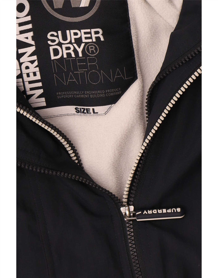 Giacca a vento da donna con cappuccio Superdry UK 16 grande poliestere blu navy