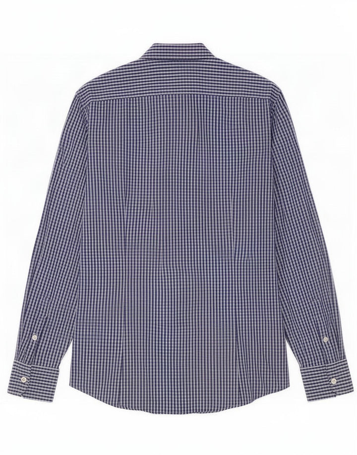 Camicia Benetton Uomo Cotone Check Blu Medio