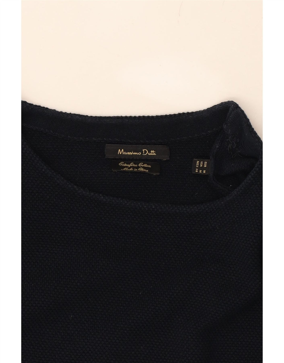 MASSIMO DUTTI Womens Crew Neck Jumper Sweater UK 14 Medium Navy Blue Vintage Massimo Dutti and Second-Hand Massimo Dutti from Messina Hembry 